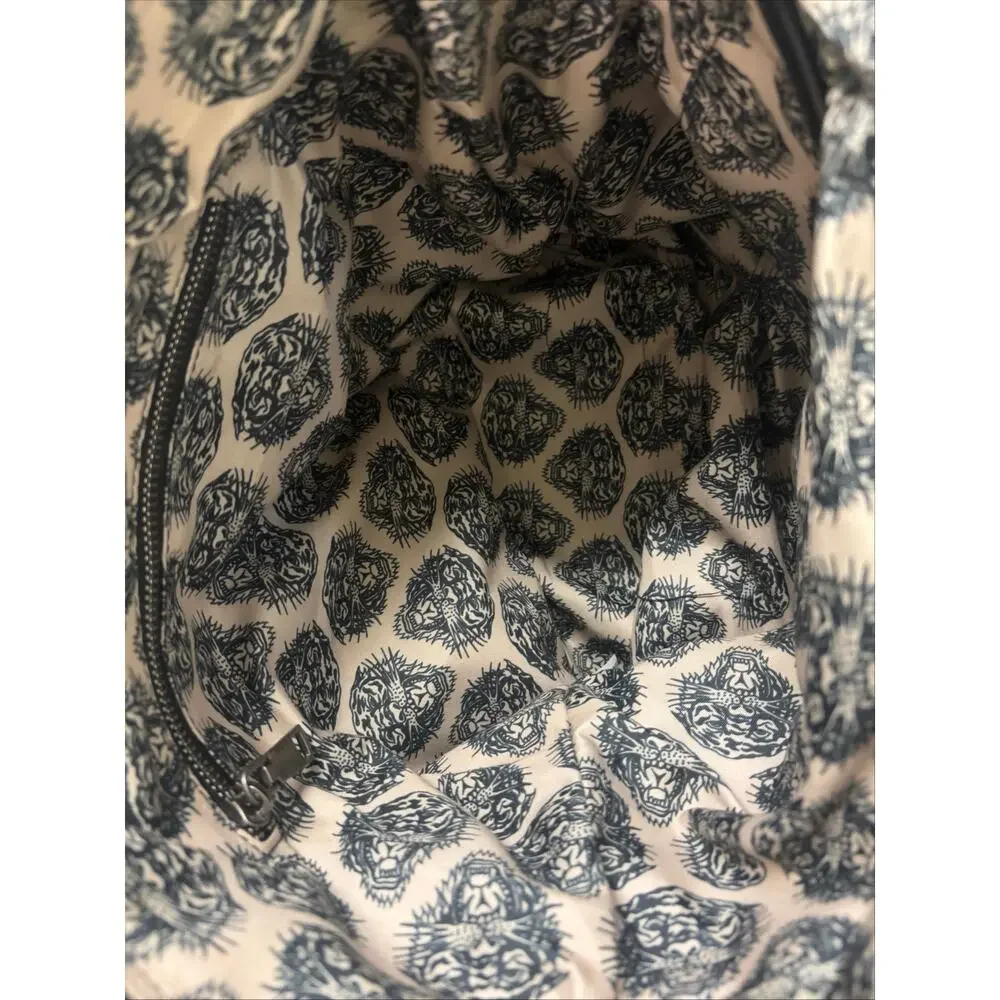 Ed hardy Large Denim handbag, scrunch sides black leather straps, NWOT